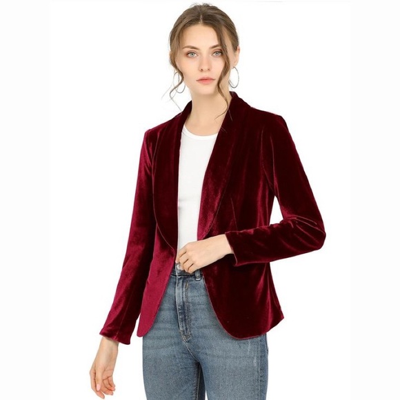 Lane Bryant Fit Burgundy Velvet Blazer, size 18 - Picture 7 of 8